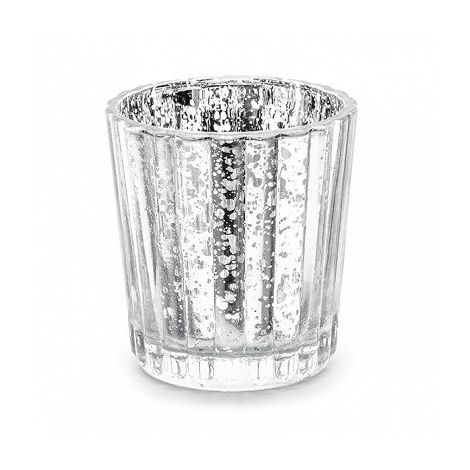 Świecznik szklany PartyDeco Srebrny, 6cm